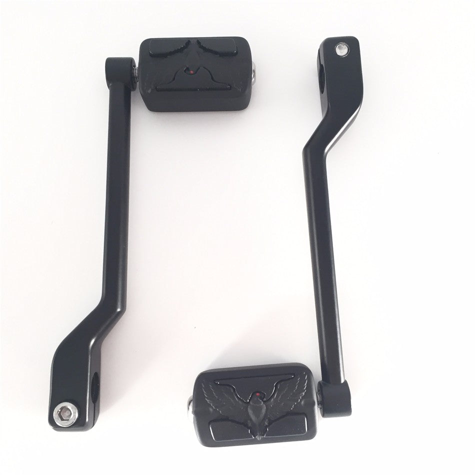 HTT Motorcycle Matte Black 2 PCs Billet Style Heel/Toe Shift Lever Gear Shift Foot Lever with Eagle Hawk Foot Peg Footresr For Harley Davidson FL Softail Touring Trike FLST FLT FLHT