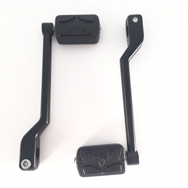 HTT Motorcycle Matte Black 2 PCs Billet Style Heel/Toe Shift Lever Gear Shift Foot Lever with Eagle Hawk Foot Peg Footresr For Harley Davidson FL Softail Touring Trike FLST FLT FLHT