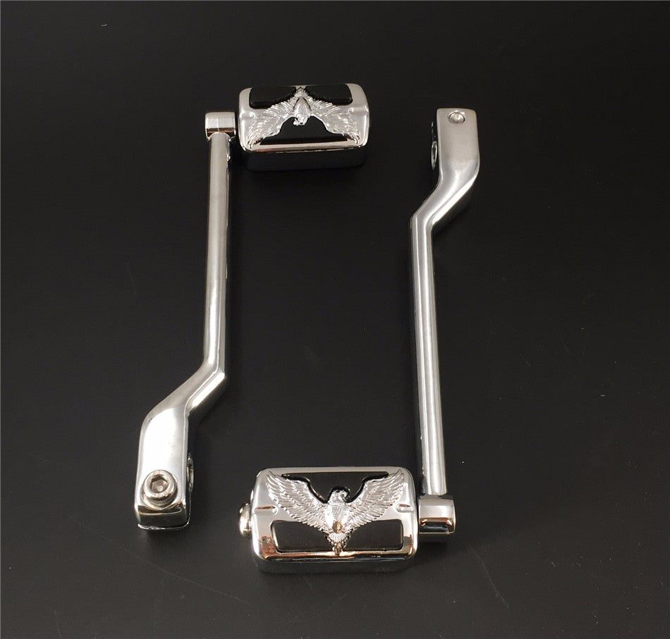 HTT Motorcycle Chromed 2 PCs Billet Style Heel/Toe Shift Lever Gear Shift Foot Lever with Eagle Hawk Foot Peg Footresr For Harley FL Softail Touring Trike FLST FLT FLHT