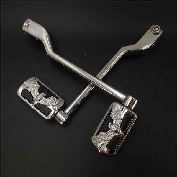 HTT Motorcycle Chromed 2 PCs Billet Style Heel/Toe Shift Lever Gear Shift Foot Lever with Eagle Hawk Foot Peg Footresr For Harley 86-later FL Softail Touring Trike FLST FLT FLHT