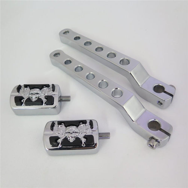 HTT Chrome Zombie Silver Circle Cut Heel/Toe Shift Lever w/ Shifter For Harley 1986-later FL Softail/ 1988-later Touring/ 2008-later Trike