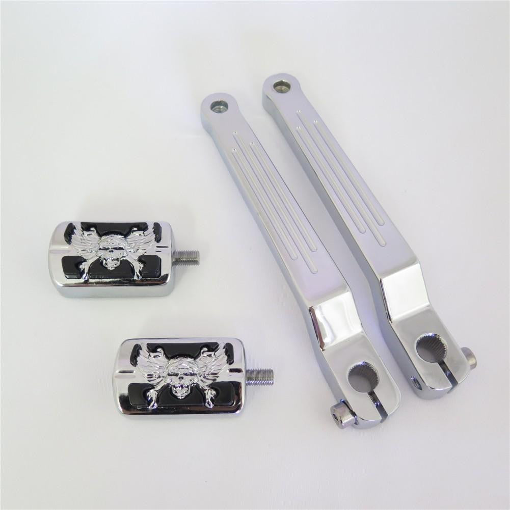 HTT Chrome Zombie Silver Groove Cut Heel/Toe Shift Lever w/ Shifter For Harley 1986-later FL Softail/ 1988-later Touring/ 2008-later Trike