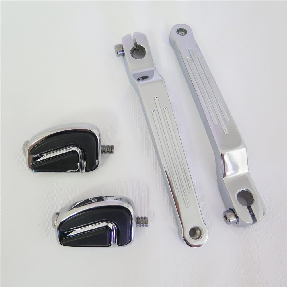 HTT Chrome AirFlow Groove Silver Groove Cut Heel/Toe Shift Lever w/ Shifter For Harley 1986-later FL Softail/ 1988-later Touring/ 2008-later Trike