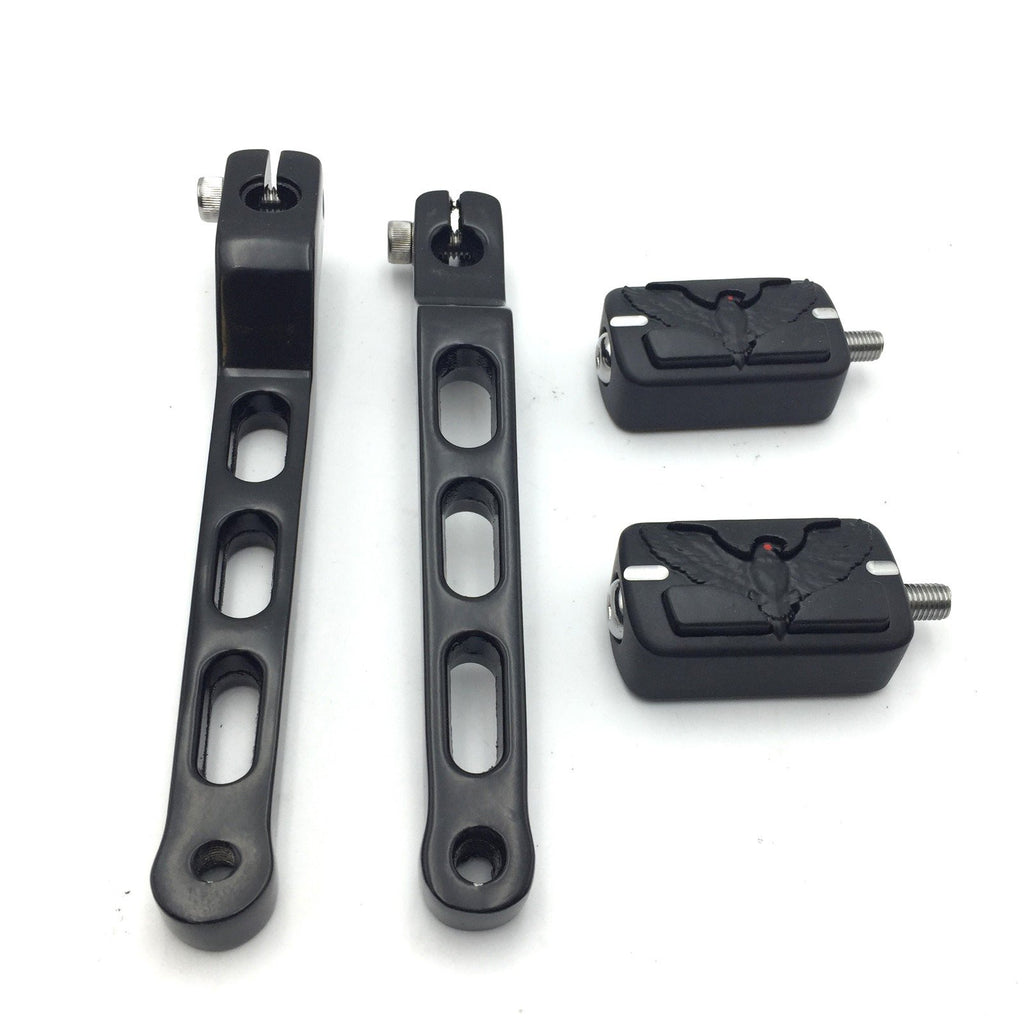 HTT Motorcycle Black Aluminum Heel/Toe Shift Levers with Grooved Eagle Hawk Shifter Pegs For Harley Davidson Trike 2008 and later