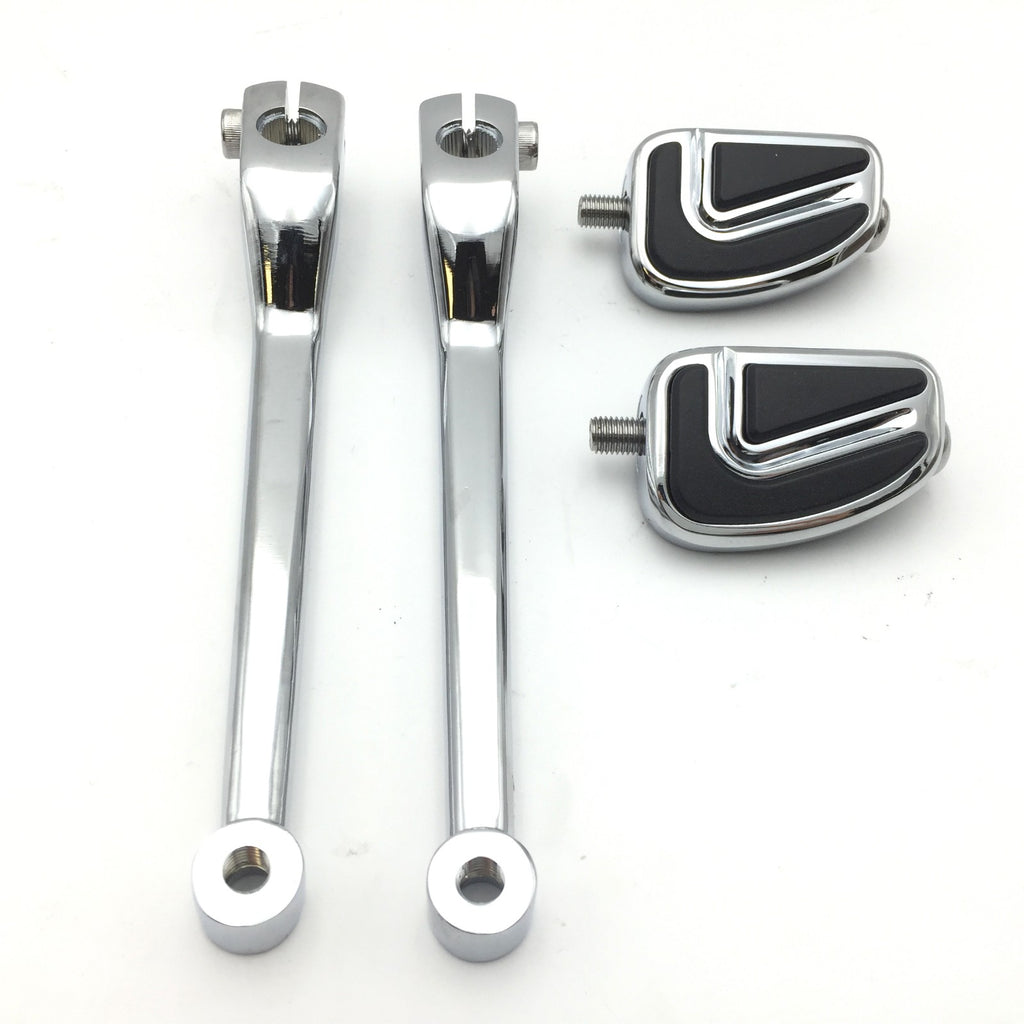 HTT Motorcycle Chromed 2 PCs Billet Style Heel/Toe Shift Lever Gear Shift Foot Lever with Airflow Shifter Pegs For Harley FL Softail Touring Trike FLST FLT FLHT Road King Street Glide CVO