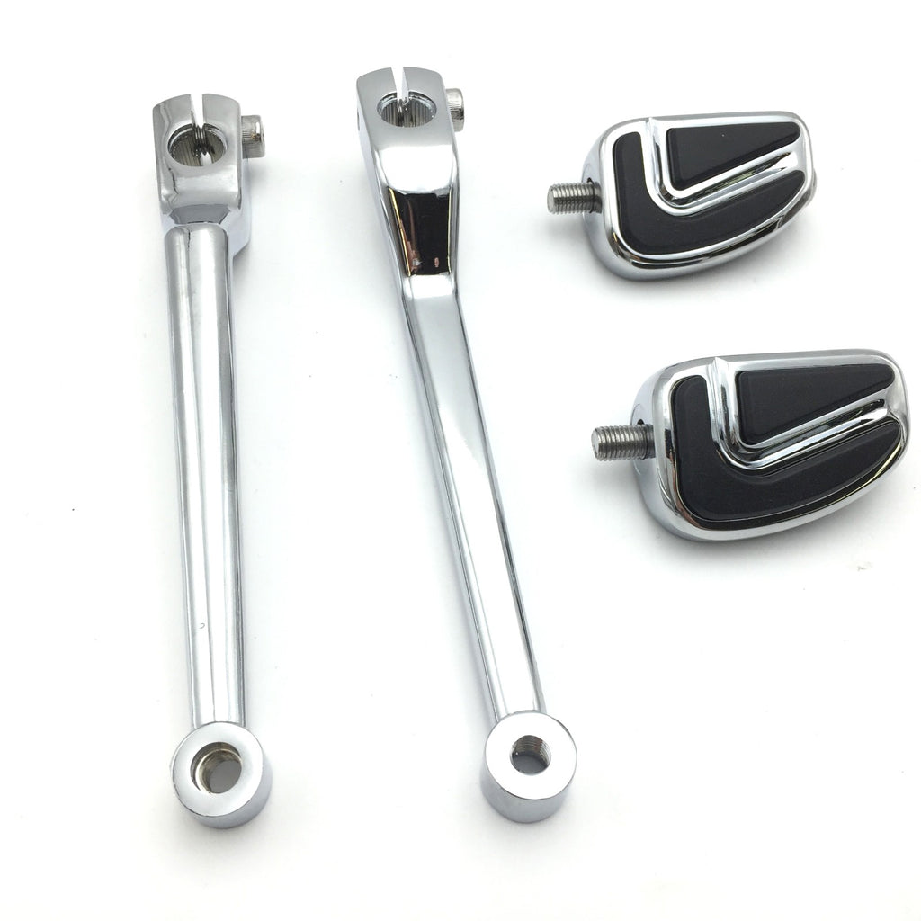 HTT Motorcycle Chromed 2 PCs Billet Style Heel/Toe Shift Lever Gear Shift Foot Lever with Airflow Shifter Pegs For Harley Davidson FL Softail Touring Trike FLST FLT FLHT
