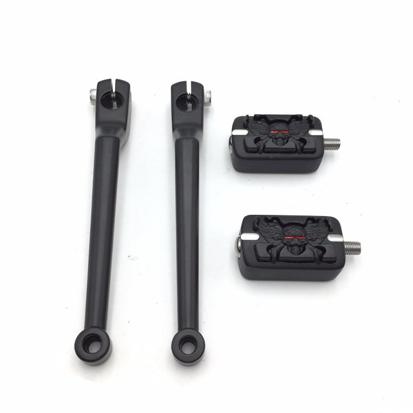 HTT Motorcycle Matte Black 2 PCs Billet Style Heel/Toe Shift Lever Gear Shift Foot Lever with Zombie Groove Shifter Pegs For Harley FL Softail Touring Trike FLST FLT Road King Street Glide CVO