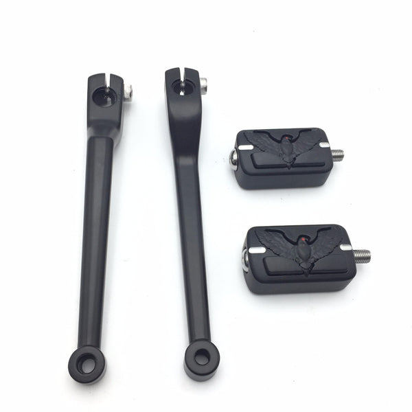 HTT Motorcycle Matte Black 2 PCs Billet Style Heel/Toe Shift Lever Gear Shift Foot Lever with Eagle Hawk Groove Shifter Pegs For Harley Davidson FL Softail Touring Trike FLST FLT FLHT