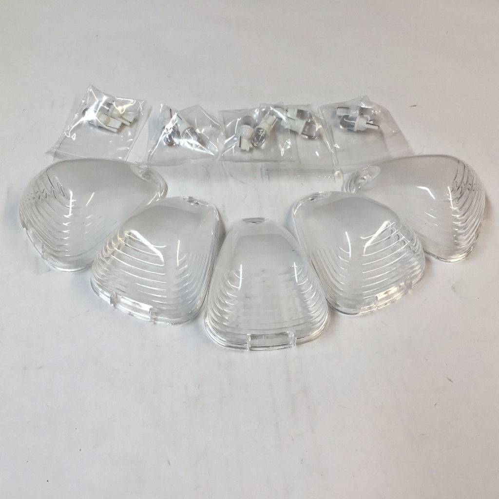 5 PCs Clear Roof Running Light Cab Marker Cover and White Bulb for 2005-2014 Ford E-350/E-450 Super Duty