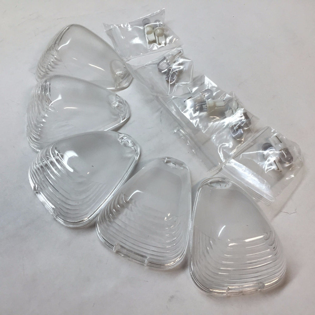 5 PCs Clear Roof Running Light Cab Marker Cover and White Bulb for 1999-2014 Ford F-250/F-350/F-450/F-550 Super Duty