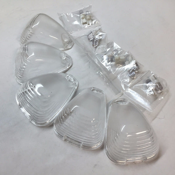 5 PCs Clear Roof Running Light Cab Marker Cover and White Bulb for 1999-2014 Ford F-250/F-350/F-450/F-550 Super Duty