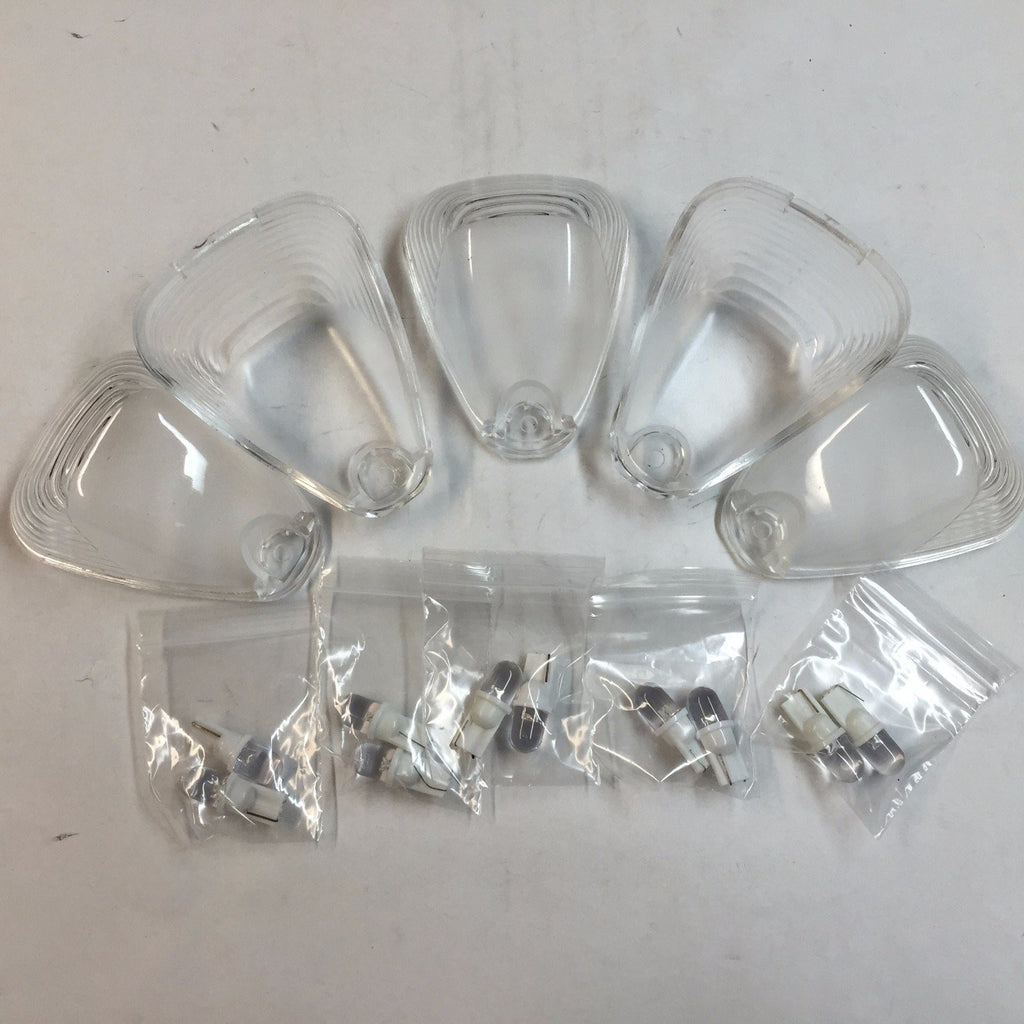 5 PCs Clear Roof Running Light Cab Marker Cover and White  Bulb for 2003-2014 Ford E-150/E-250