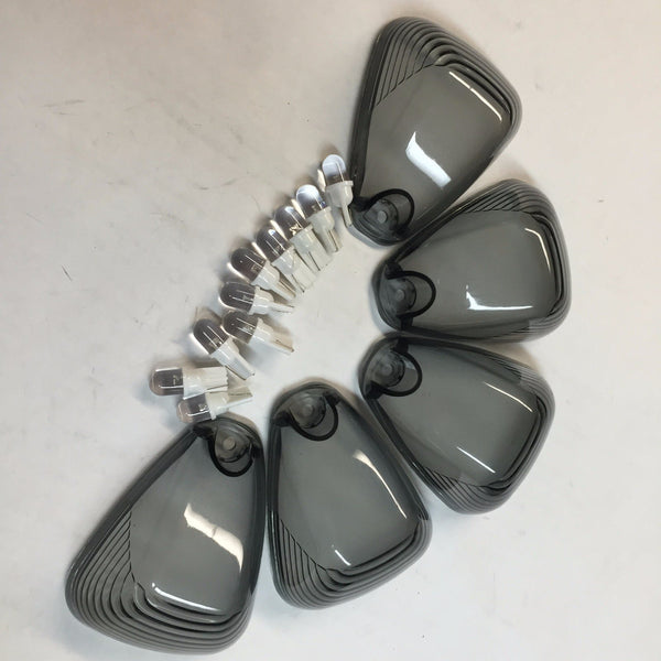 5 PCs Smoke Roof Running Light Cab Marker Cover and White Bulb for 1999-2014 Ford F-250/F-350/F-450/F-550 Super Duty