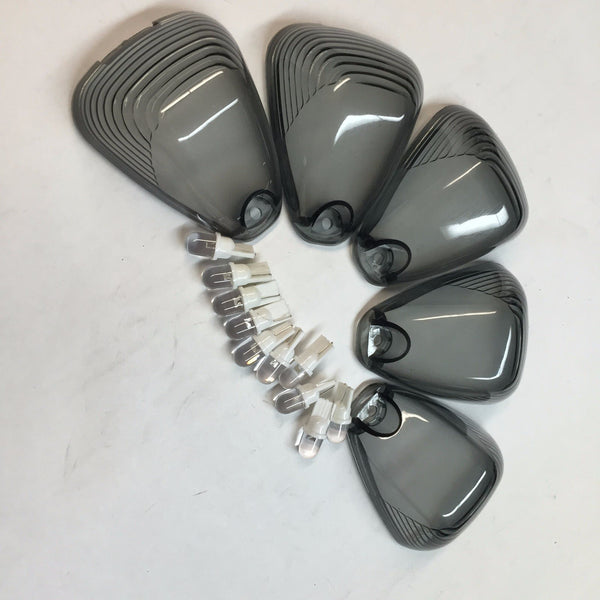 5 PCs Smoke Roof Running Light Cab Marker Cover and White Bulb for 2003-2014 Ford E-150/E-250