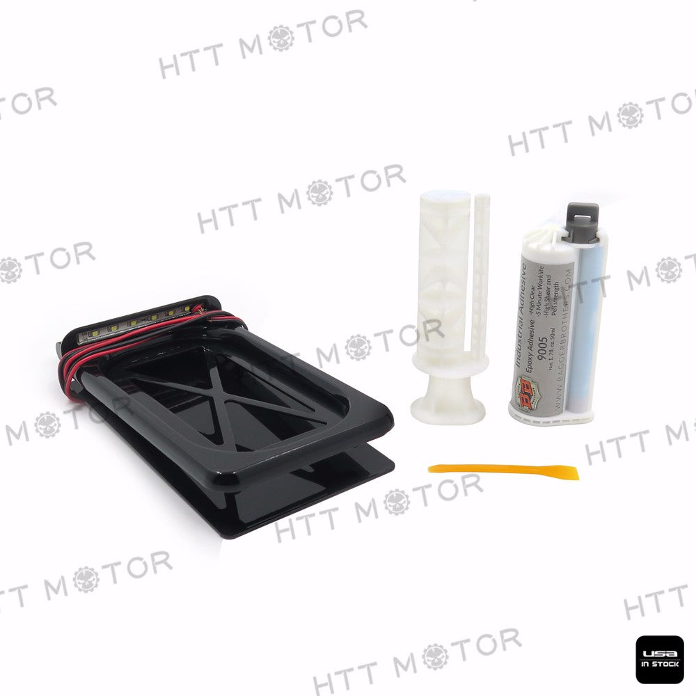 HTTMT- Foldable Tag Bracket License Plate LED For All Touring w/ hard ABS bag Black