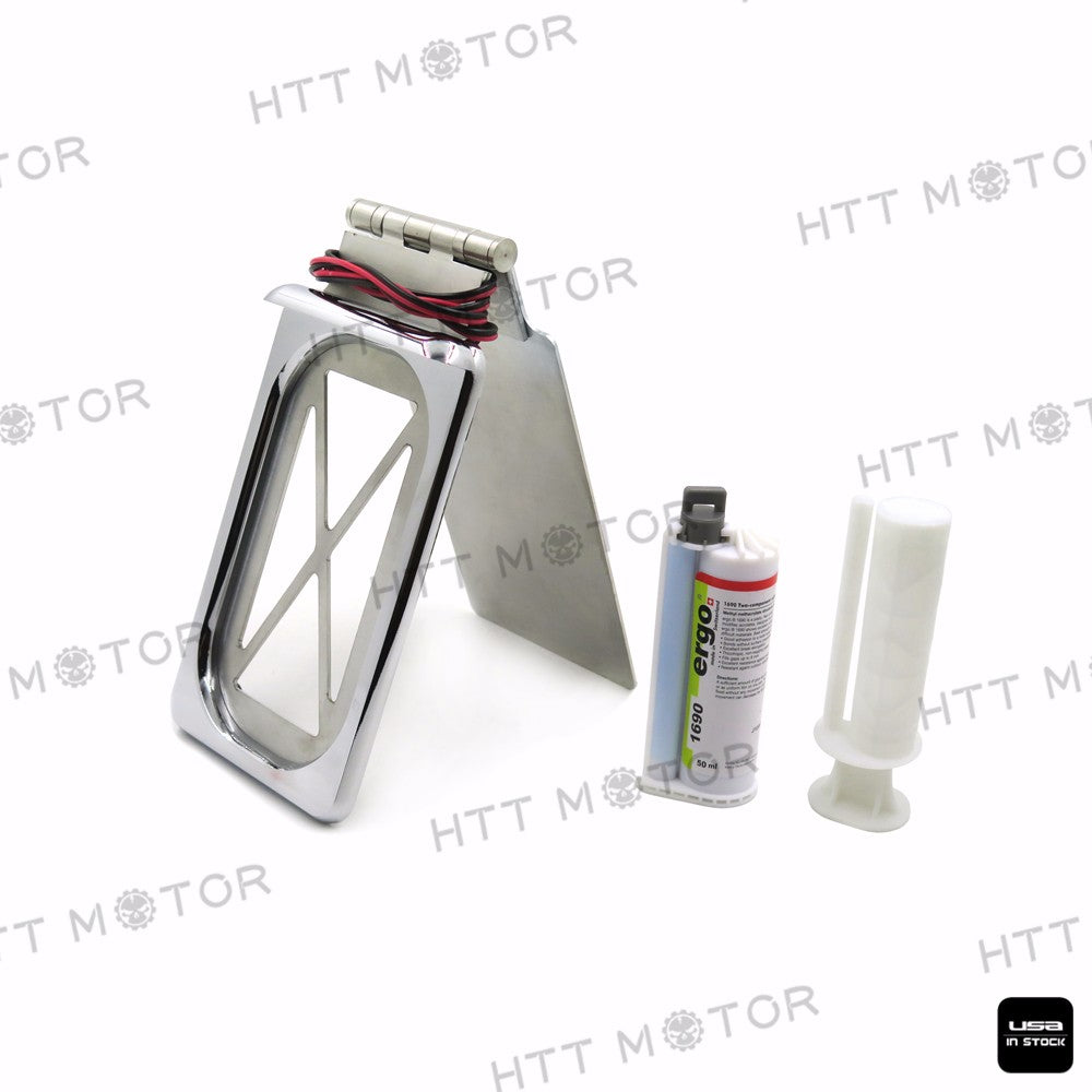 HTTMT- Foldable Tag Bracket License Plate LED For All Touring w/ hard ABS bag Chrome