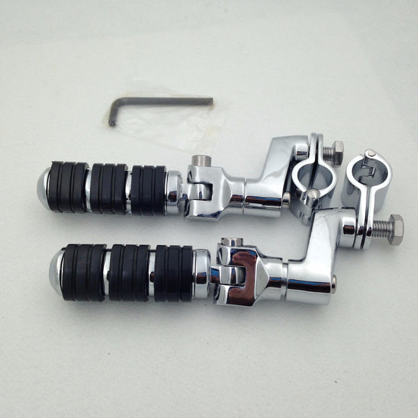 HTT Motorcycle Chrome Footrest Foot Pegs with 1" (25mm) Clamps For Yamaha V-STAR XVS1300 XVS650 XVS950 XVS1100 XV1600 XV1700 XV1900 XVS1900 XV250 XV400 XV535 XV750 XV1100 Virage Roadstar xv1700