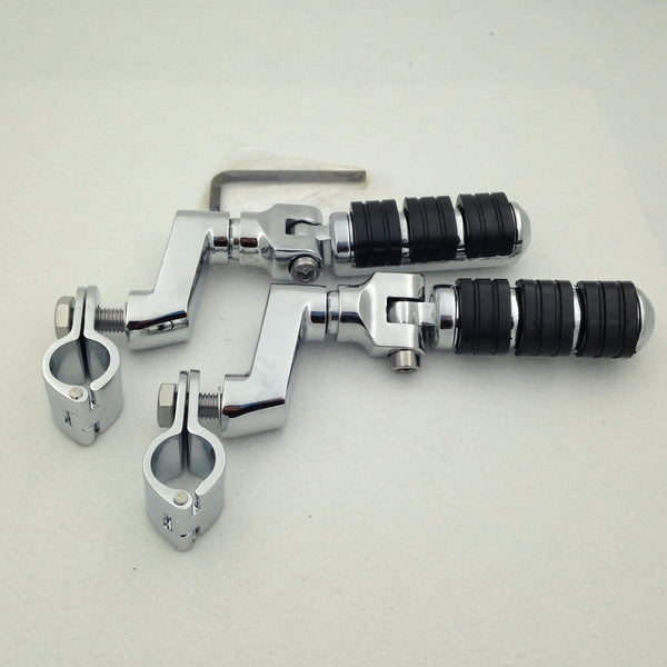 HTT Motorcycle Chrome Footrest Foot Pegs with 1" (25mm) Clamps For Harley Davidson Sportster 883 XL 1200 1340/Triumph Rocket 3 2300cc/Kawasaki Vulcan VN400 VN800 VN900 VN1500 VN2000
