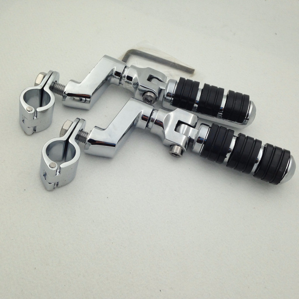 HTT Motorcycle Chrome Footrest Foot Pegs with  1" Clamps For Honda GoldWing GL1800 GL1100 VT750 Shadow VT750C VT1100 VTX1300 Magna VF750 VF1100 VLX600 DLX600 Shadow VT600 400 Steed400 Valkyrie