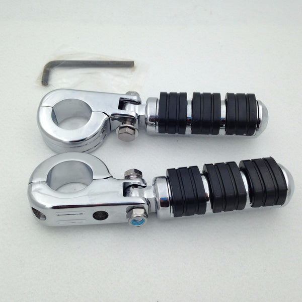 HTT Motorcycle Chrome Footrest Foot Pegs with 1 1/4" Clamps For Yamaha V-STAR XVS1300 XVS650 XVS950 XVS1100 XV1600 XV1700 XV1900 XVS1900 XV250 XV400 XV535 XV750 XV1100 Virage Roadstar xv1700