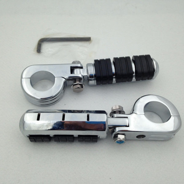 HTT Motorcycle Chrome Footrest Foot Pegs 1 1/4" Clamps For Honda GoldWing GL1800 GL1100 VT750 Shadow VT750C VT1100 VTX1300 Magna VF750 VF1100 VLX600 DLX600 Shadow VT600 400 Steed400 Valkyrie