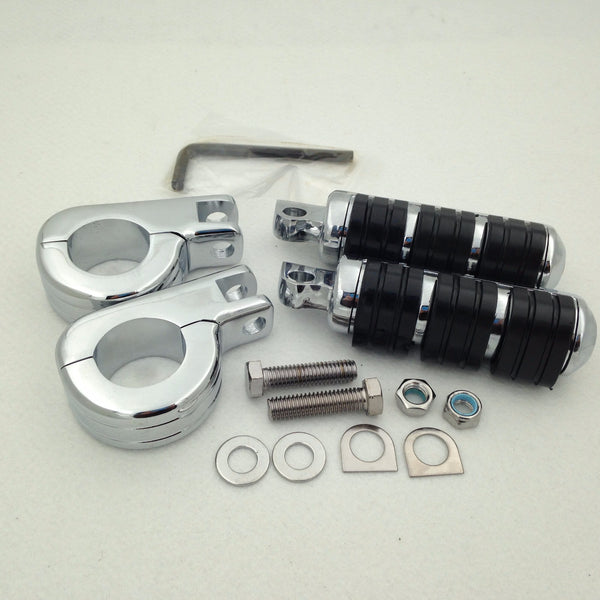 HTT Motorcycle Chrome Footrest Foot Pegs 1 1/2" Clamps For Honda GoldWing GL1800 GL1100 VT750 Shadow VT750C VT1100 VTX1300 Magna VF750 VF1100 VLX600 DLX600 Shadow VT600 400 Steed400 Valkyrie