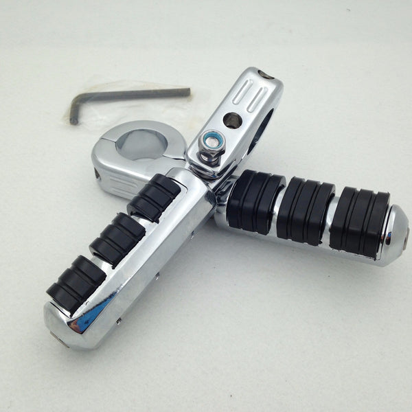 HTT Motorcycle Chrome Footrest Foot Pegs with 1 1/2"(1.5") Clamps For Harley Davidson Sportster 883 XL 1200 1340/Triumph Rocket 3 2300cc/Kawasaki Vulcan VN400 VN800 VN900 VN1500 VN2000