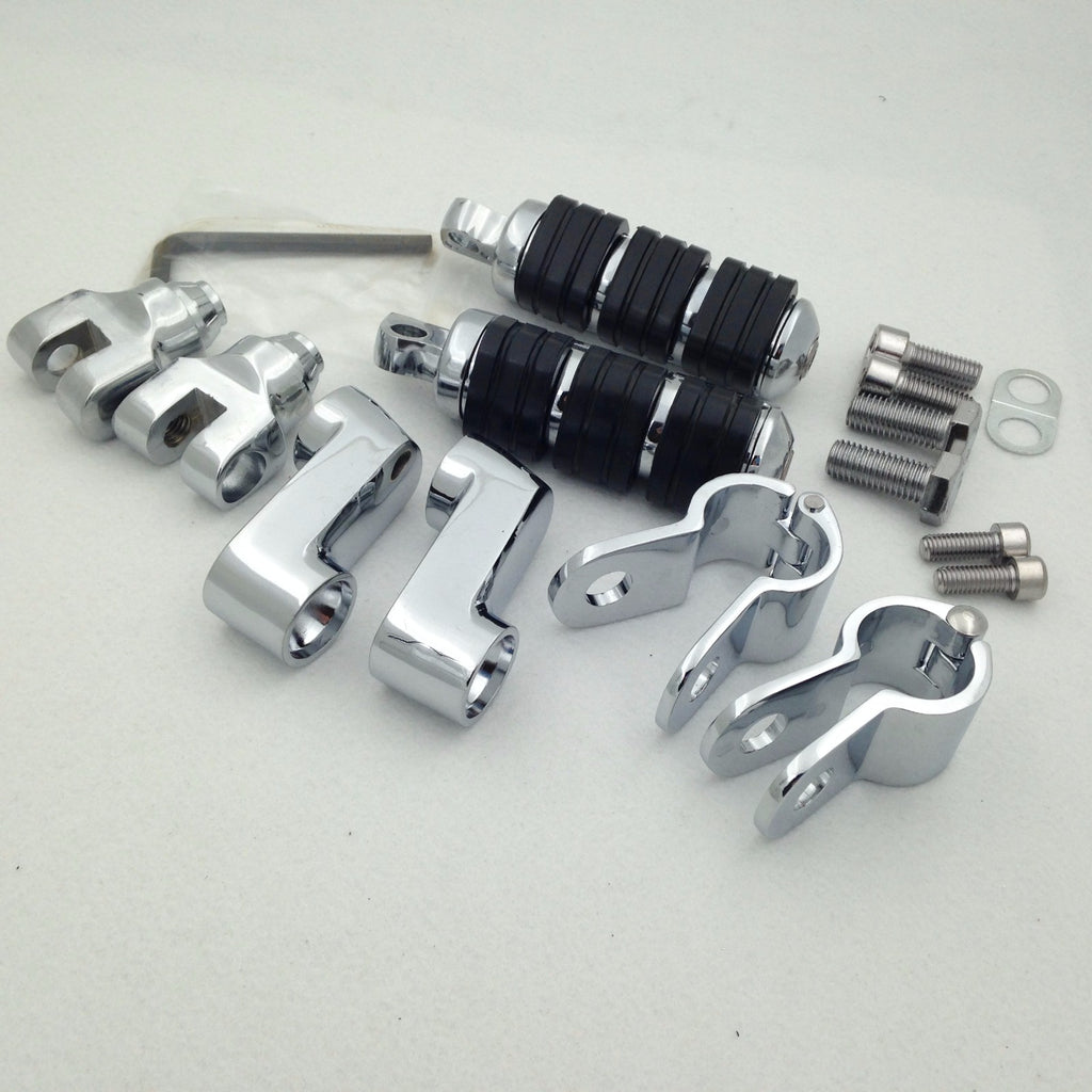HTT Motorcycle Chrome Footrest Foot Pegs with 1 1/4"Clamps For Honda GoldWing GL1800 GL1100 VT750 Shadow VT750C VT1100 VTX1300 Magna VF750 VF1100 VLX600 DLX600 Shadow VT600 Steed 400 Valkyrie