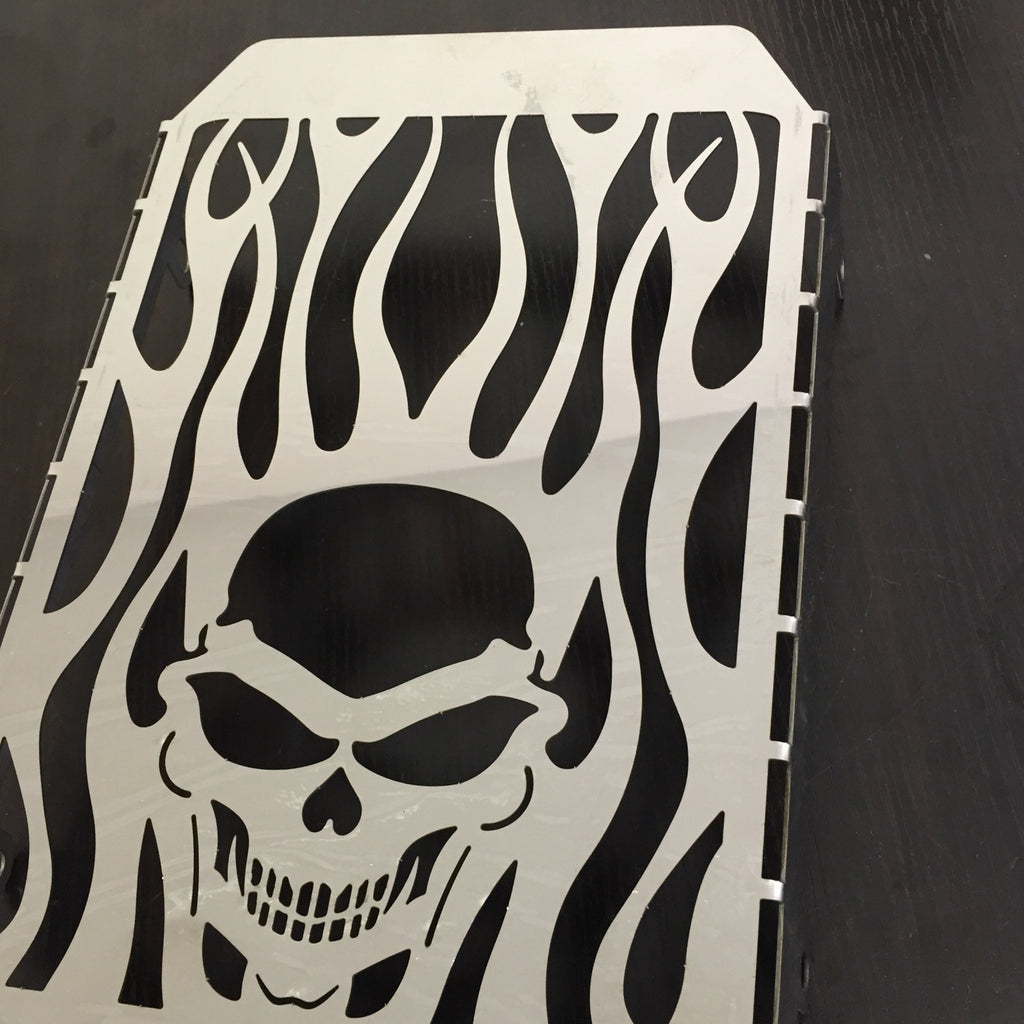 Skull Flame Radiator Grille Cover Guard Protector For Kawasaki Vulcan VN 1500 chromed