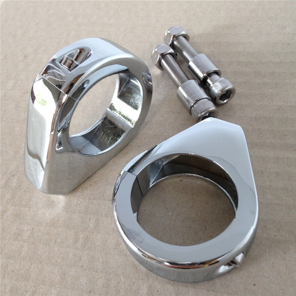 HTT- Motorcycle Fork Clamp Turn signal Clamps for Harley Softail Mount Bracket 39mm Fork Chrome