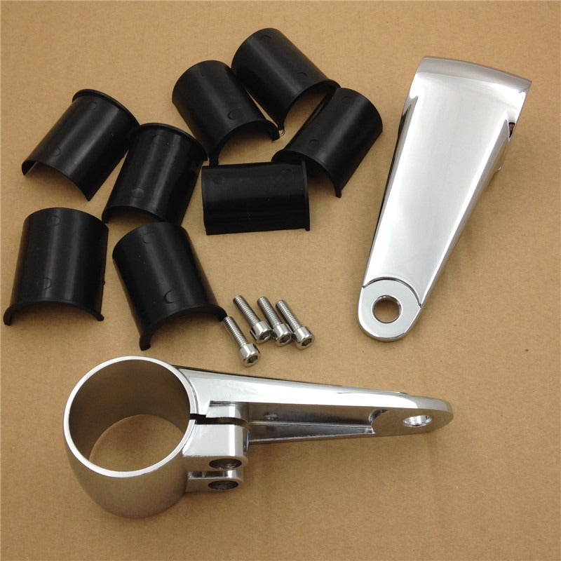HTT- Chrome billet Aluminum Headlight Fork Mounting Brackets For 35mm 39mm 41mm Forks
