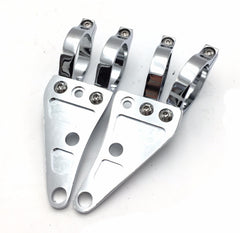HTTMT Chrome Fork Clamp Mount Bracket For 39mm Motorcycle Forks - Turn Signal & Headlight Mount, Compatible With Harley Softail