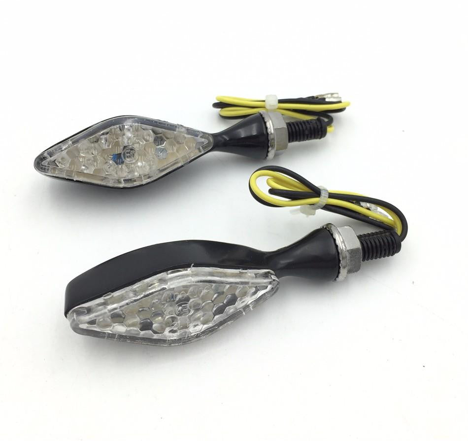 HTT Motorcycle Black Clear LED Turn Signals Indicators Blinkers Lights Fit honda suzuki yamaha