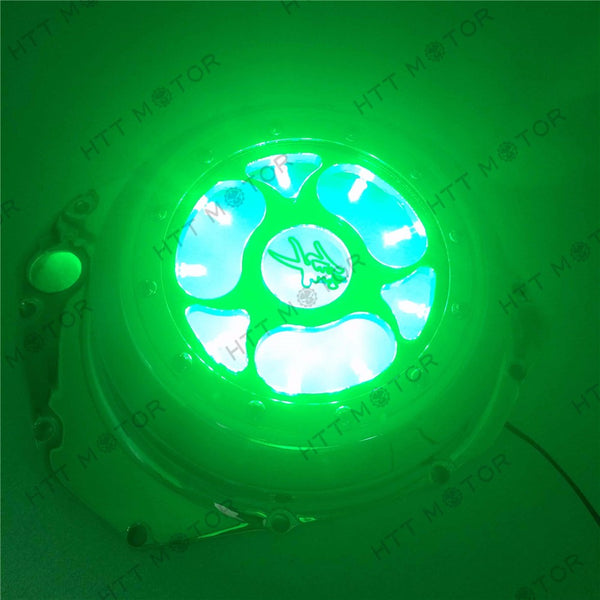HTTMT- Green LED See Through Engine Clutch Cover For Suzuki Gsx1300R Hayabusa B-King Chrome
