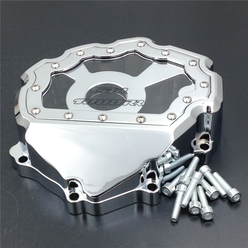 HTT- Motorcycle Engine Stator Cover See Through For Honda CBR 1000RR 2008-2014 Chrome Left Side