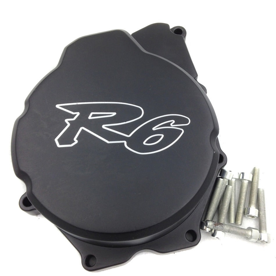 HTT- Billet Aluminum Motorcycle Engine Stator Cover For Yamaha YZF-R6 2006-2014 Black Left Side