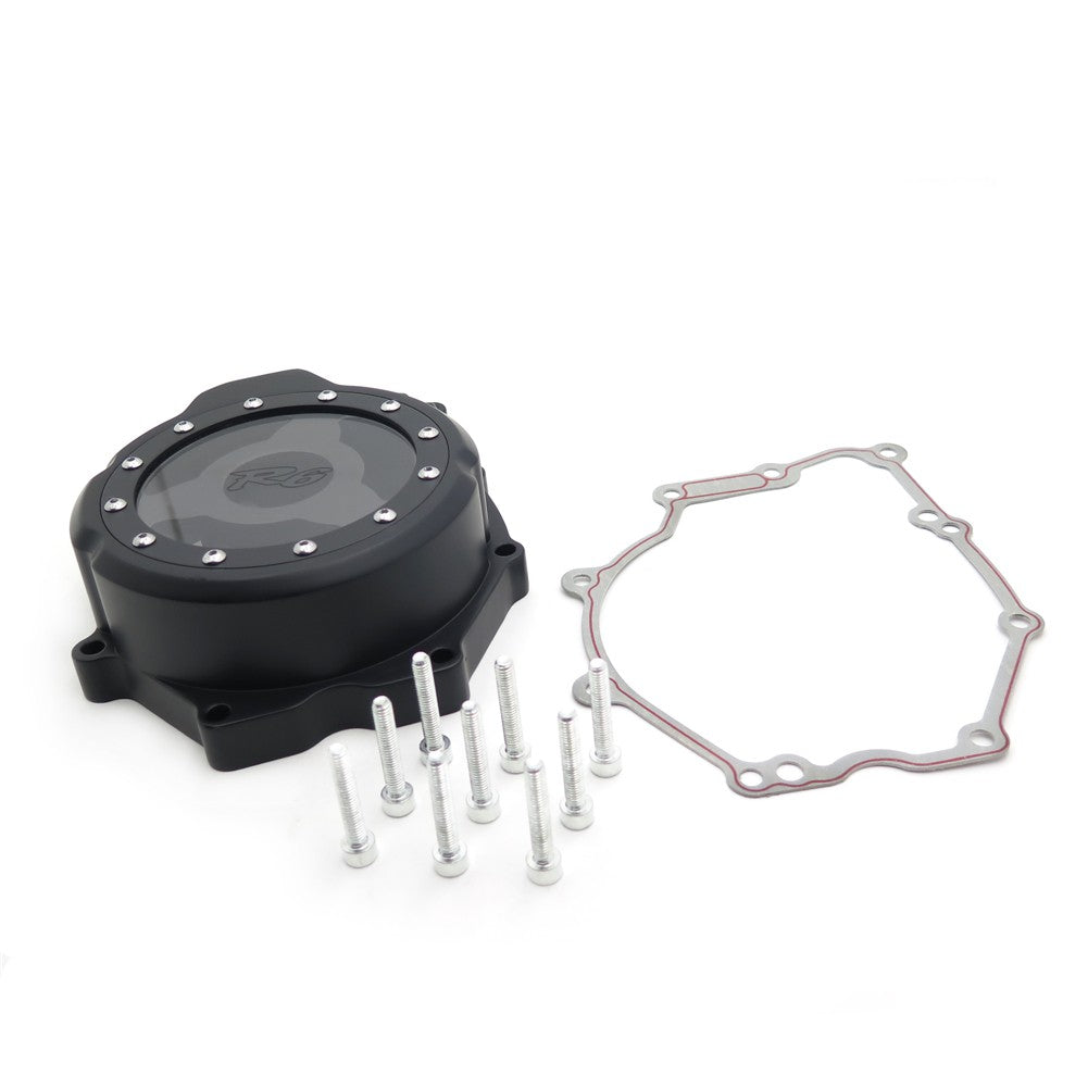 HTT- Black Left Engine Stator Cover See Through For Yamaha 2006-2014 YZF-R6 w/ gasket