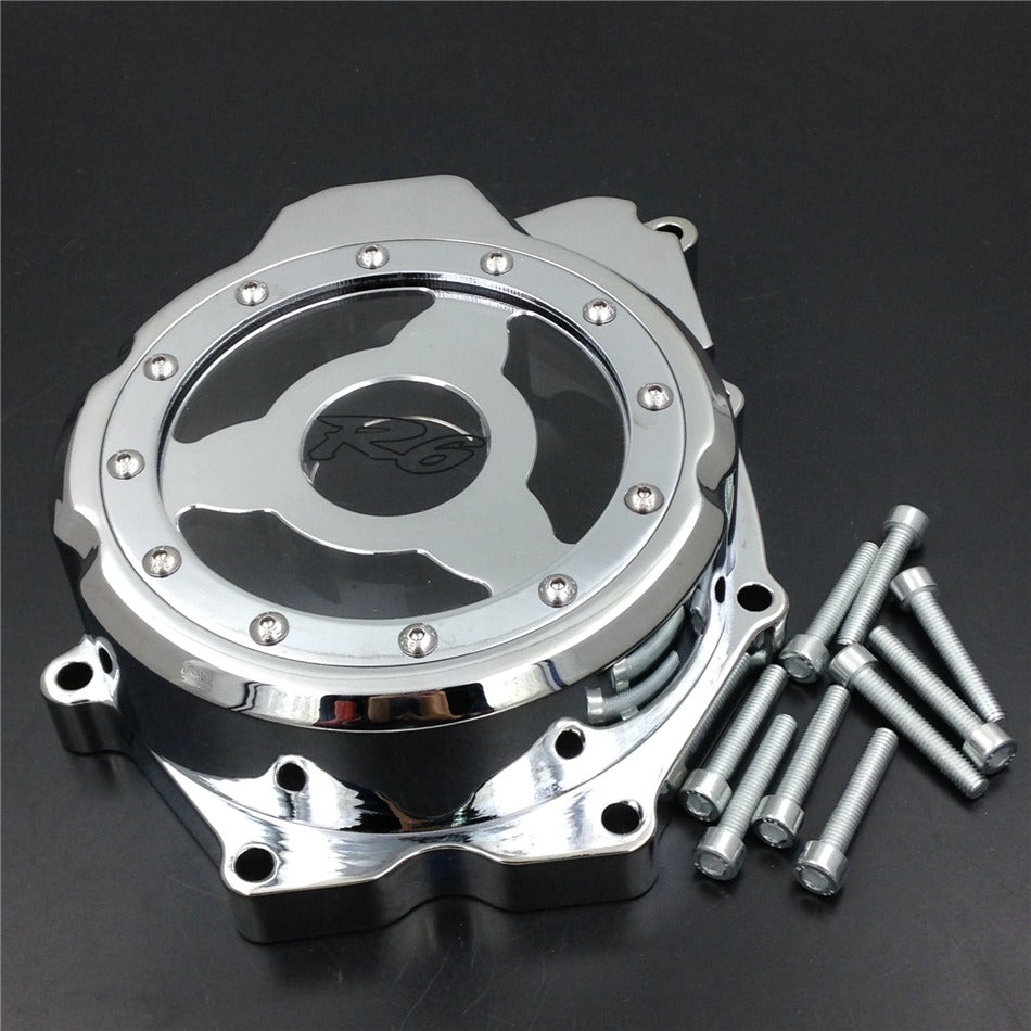 HTT- Billet Aluminum Engine Stator Cover See Through For Yamaha YZF-R6 2006-2014 Chrome Left Side
