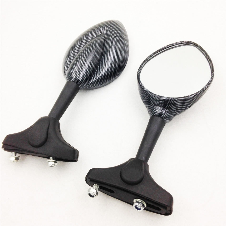 HTT Raindrop Shape Carbon Mirror For Kawasaki Ninja 500 Zx6R Zx7R Zx9R Zx 10R 12R 14R 636 Ducati Monster