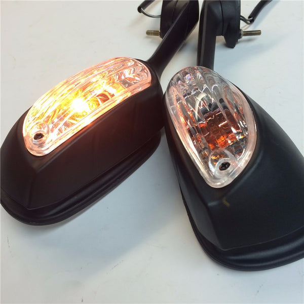 New OEM Aftermarket Mirrors For Suzuki GSXR600 750 2009 2010 2011 2012 GSXR1000 Black with Yellow LED light Turn Signals