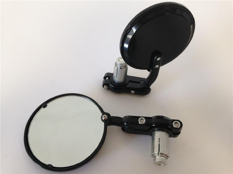 180 degree Up and Down adjustment- Black Aluminum Round Mini Bar End 7/8" Mirror For Cafe Racer Clubman CB XS KZ GS
