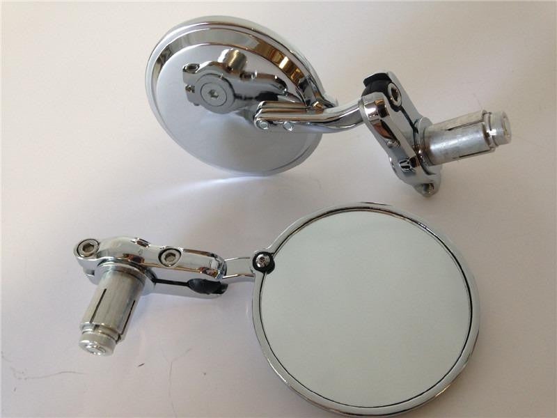 Chrome Foldable Universal Motorcycle Round 1" 25 mm Handle Bar End Side Mirrors