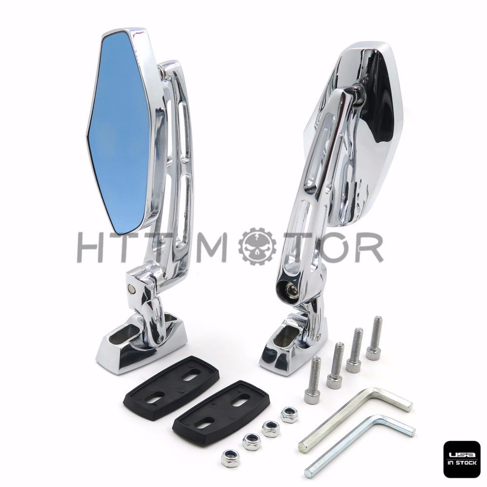 HTTMT- Chrome 6mm CNC Aluminum Rearview Side Mirrors for Yamaha XVS1100 V-Star Custom