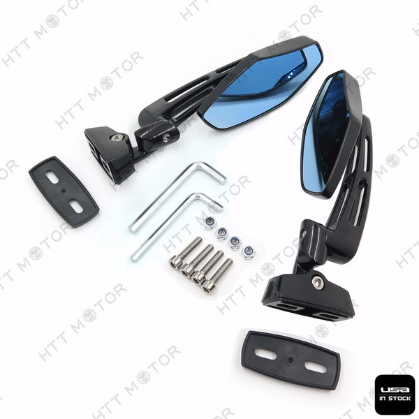 HTTMT- Black 6mm CNC Aluminum Rearview Side Mirrors for Yamaha XVS1100 V-Star Custom