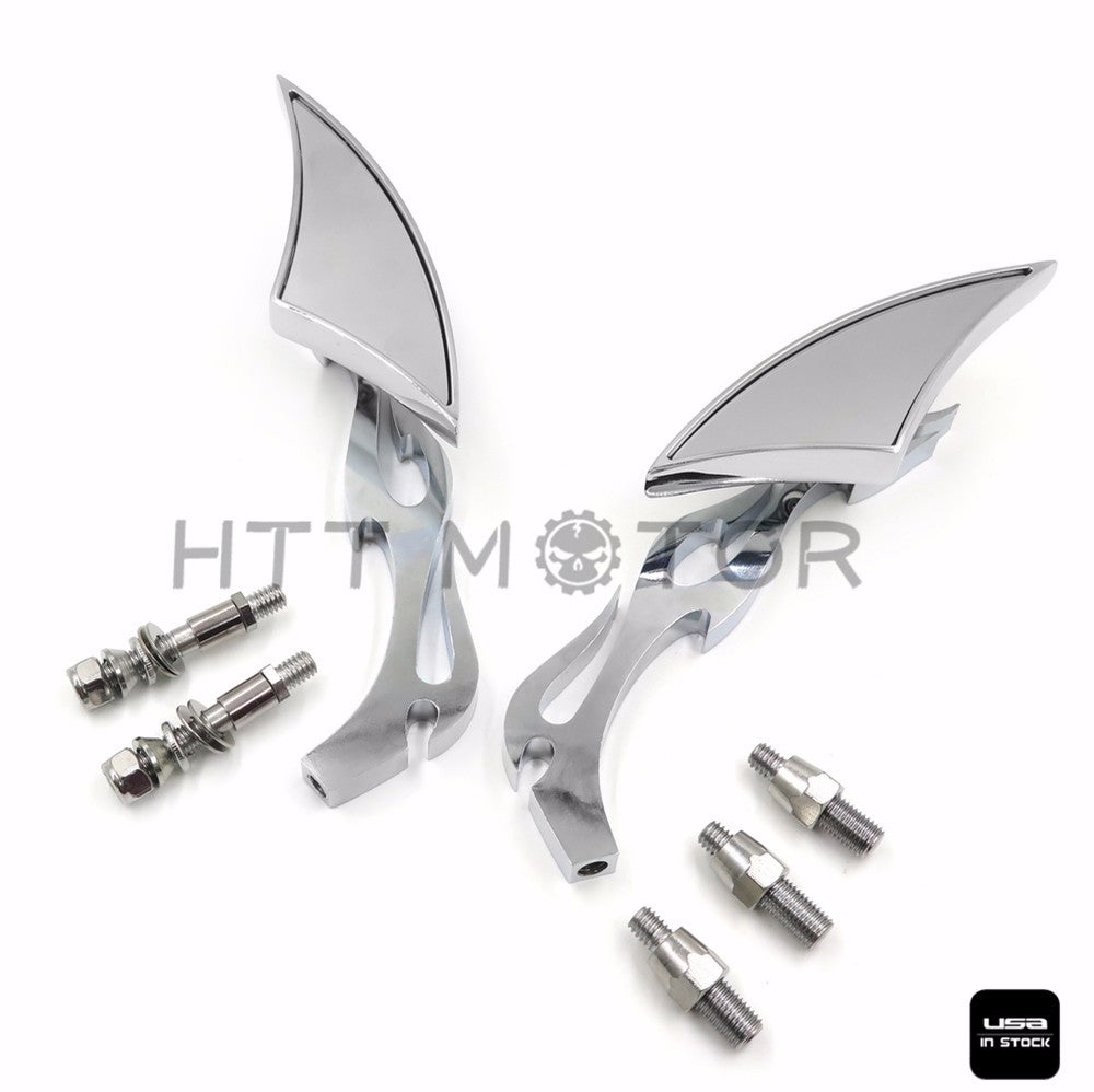 HTTMT- Universal 10mm 8mm CNC Blade Motorcycle Cruiser Chopper Custom Mirror For Harley