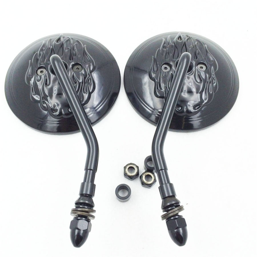 Round Rear Side View Mirrors For Harley CVO Dyna Heritage Softail Sportster XLH Black