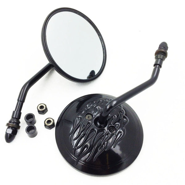Side Mirrors For Harley Softail Dyna Sportster Touring Round Rear View Black