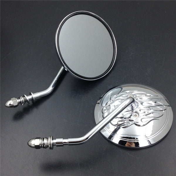 Round Rear Side View Mirrors For Harley CVO Dyna Heritage Softail Sportster XLH