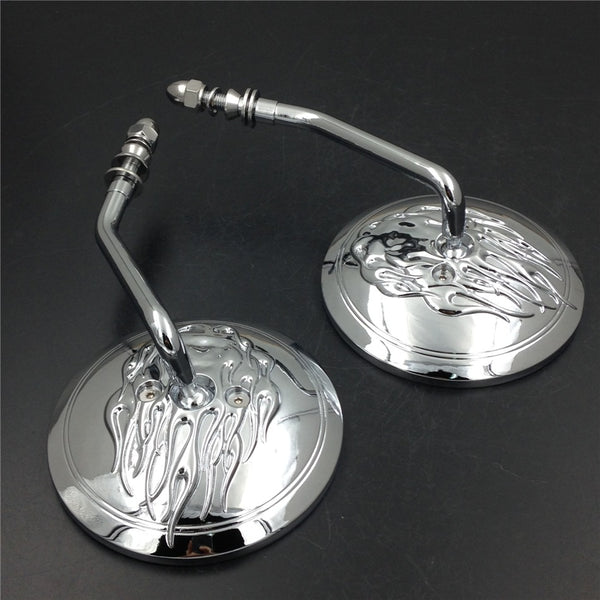 Round Rear Side View Mirrors For Harley Street Glide EFI FLHXI Softail FXSTS