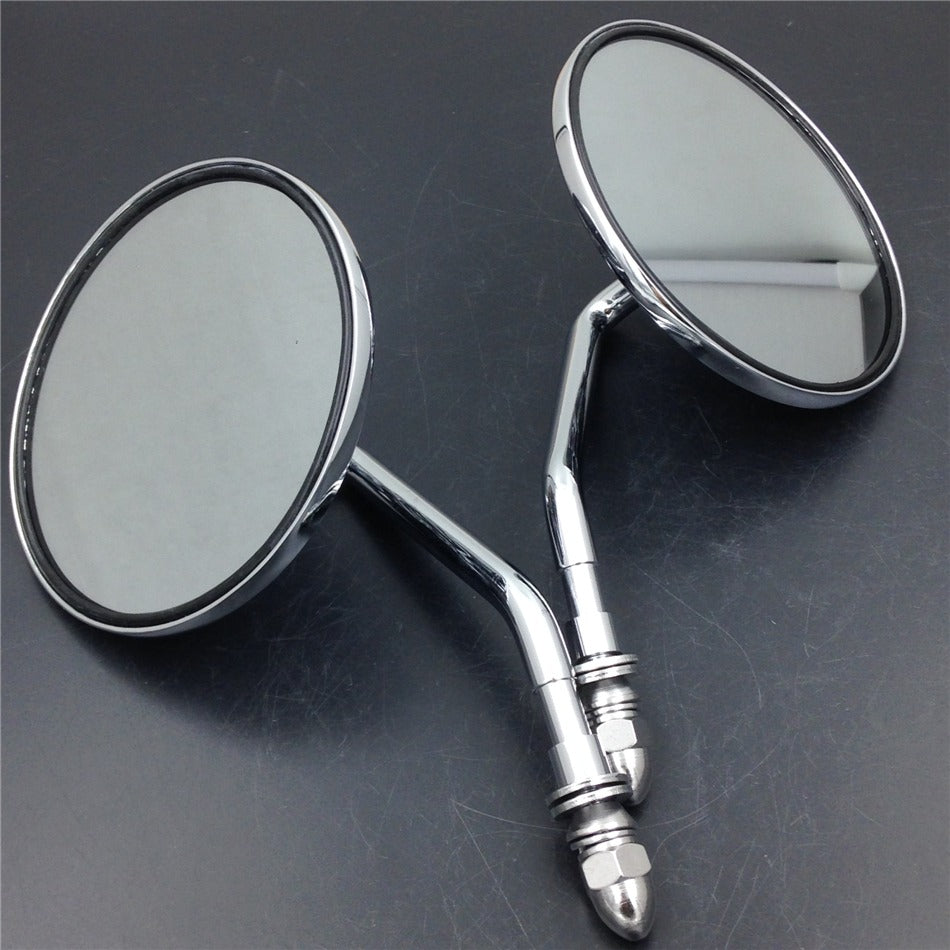 Round Rear Side View Mirrors For Harley Road King EFI FLHRI Cross Bones FLSTSB